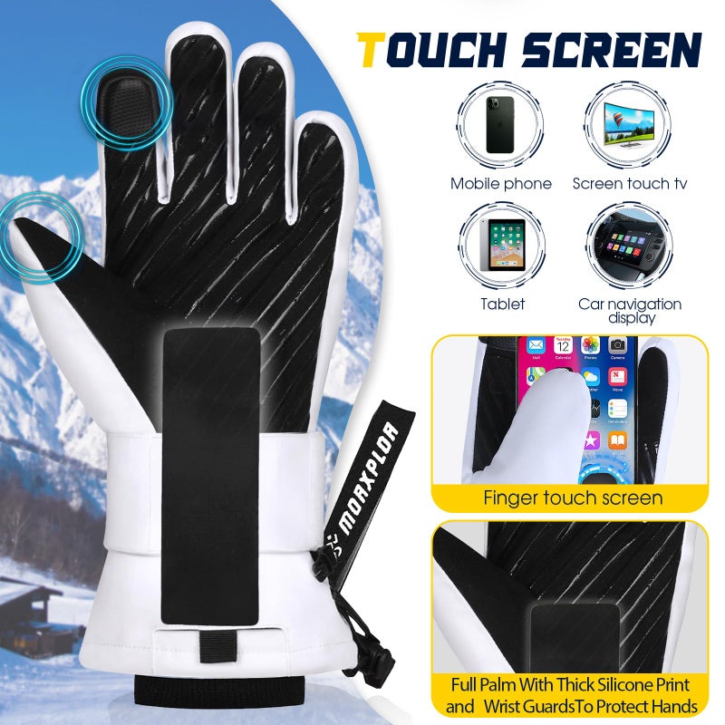 MORXPLOR Ski Gloves with Wrist Guards Low Profile,Double-Side Wrist Protection Pair Snowboarding Gloves - Image 4