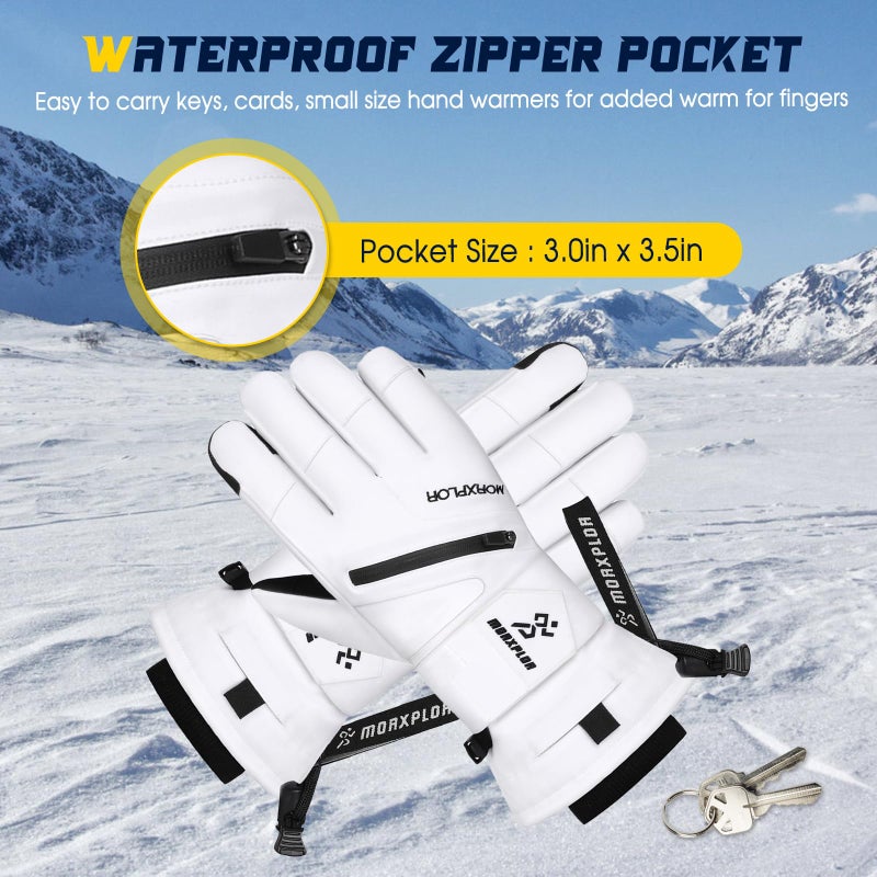 MORXPLOR Ski Gloves with Wrist Guards Low Profile,Double-Side Wrist Protection Pair Snowboarding Gloves - Image 5