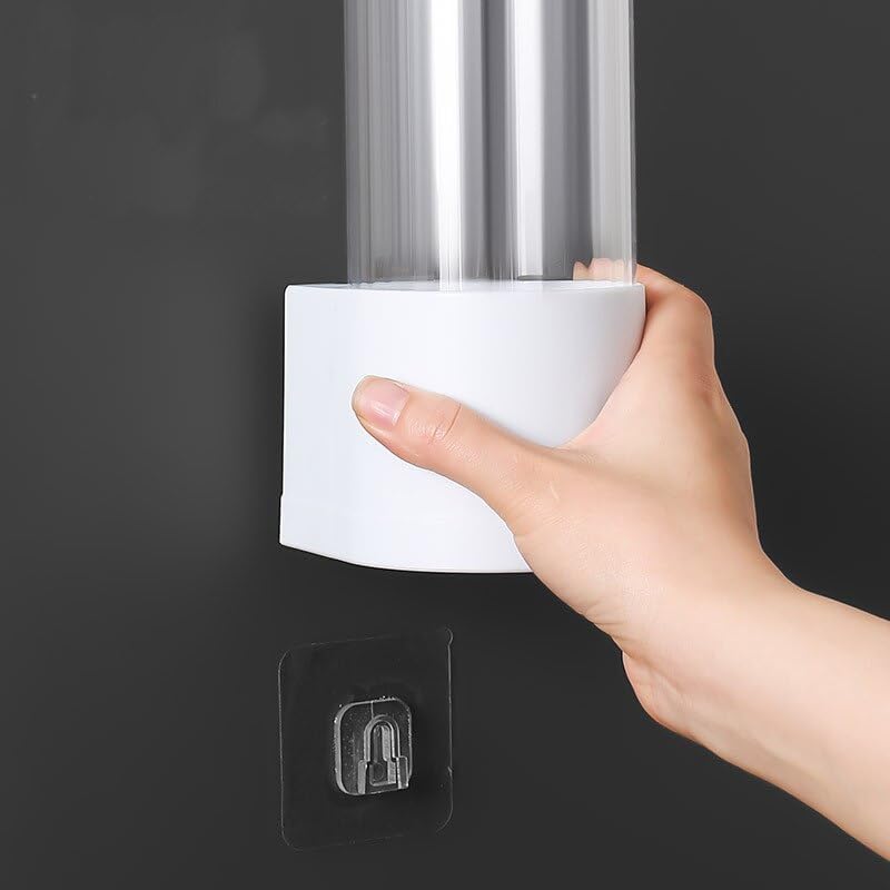 FRENYEAR Self Adhesive Paper Cup Glass Dispenser Holder Wall Mounted Plastic Drinking Water Cup Dispenser Glass Dispenser Holder Disposable Cup Holder Organizer - Image 4