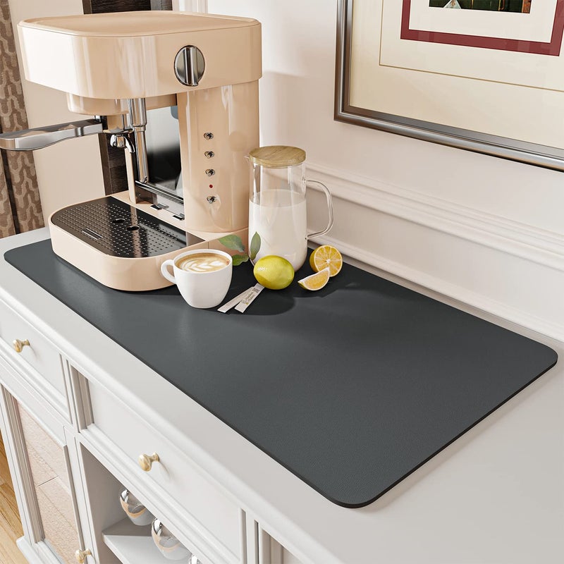 AMOAMI-Coffee Mat Hide Stain Rubber Backed Absorbent Dish Drying Mat for Kitchen Counter-Fit Under Coffee Bar Accessories Maker Machine Pot Espresso Machine Dish Rack - Image 1