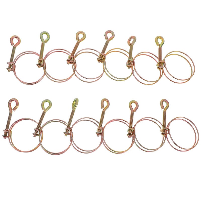 53mm Zinc Plated Steel Water Hose Clamps 12pcs Adjustable Pipe Fastening Clips - Image 2