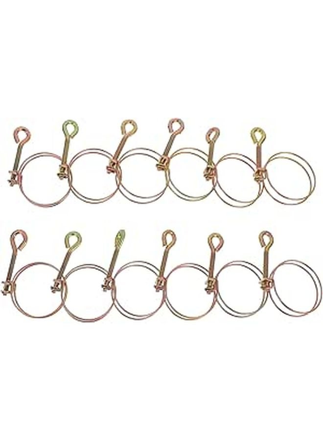 53mm Zinc Plated Steel Water Hose Clamps 12pcs Adjustable Pipe Fastening Clips - Image 1
