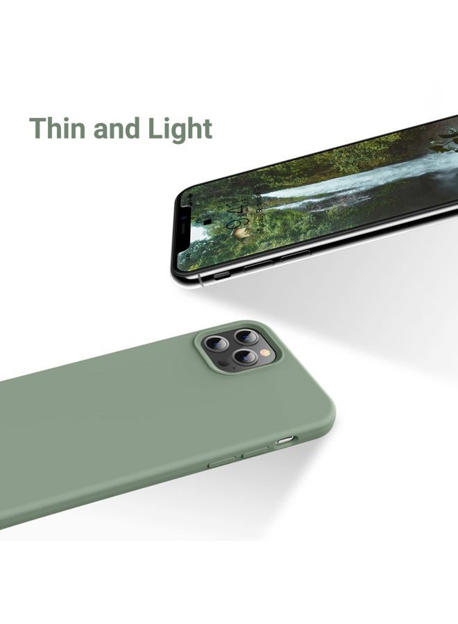 OTOFLY Designed for iPhone 12 Pro Max Case,[Silky and Soft Touch Series] Premium Soft Liquid Silicone Rubber Full-Body Protective Bumper Case, 6.7 inch,Calke Green - Image 4
