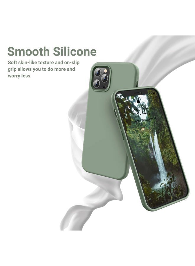 OTOFLY Designed for iPhone 12 Pro Max Case,[Silky and Soft Touch Series] Premium Soft Liquid Silicone Rubber Full-Body Protective Bumper Case, 6.7 inch,Calke Green - Image 3