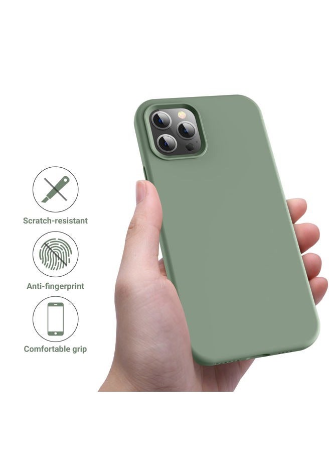 OTOFLY Designed for iPhone 12 Pro Max Case,[Silky and Soft Touch Series] Premium Soft Liquid Silicone Rubber Full-Body Protective Bumper Case, 6.7 inch,Calke Green - Image 5
