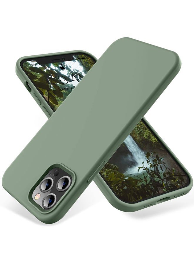 OTOFLY Designed for iPhone 12 Pro Max Case,[Silky and Soft Touch Series] Premium Soft Liquid Silicone Rubber Full-Body Protective Bumper Case, 6.7 inch,Calke Green - Image 1