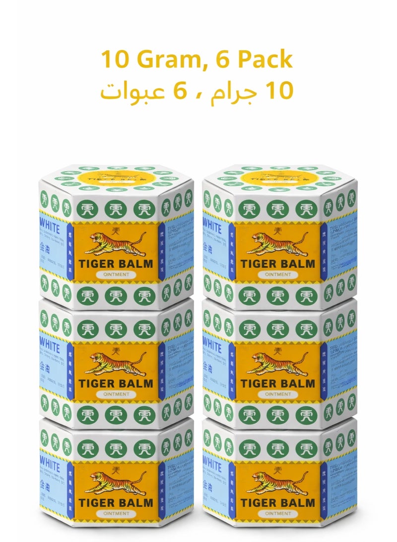 Tiger Balm White Ointment 10g Pack of 6 – Fast Headache & Muscle Pain Relief - Image 1