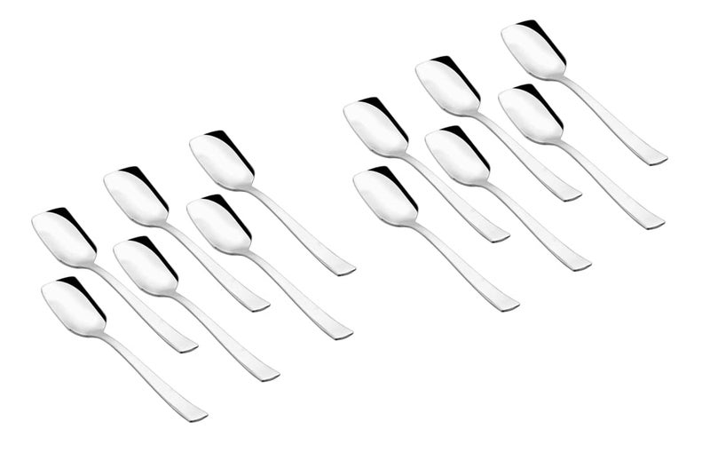 SHAPES Arctic Gleen Steel Silver Ice Cream Spoon Set of 12 Pieces | Ice Cream Spoon, Frozen Desserts | Rust-Resistant, Dishwasher Safe, Elegant Design - Image 1
