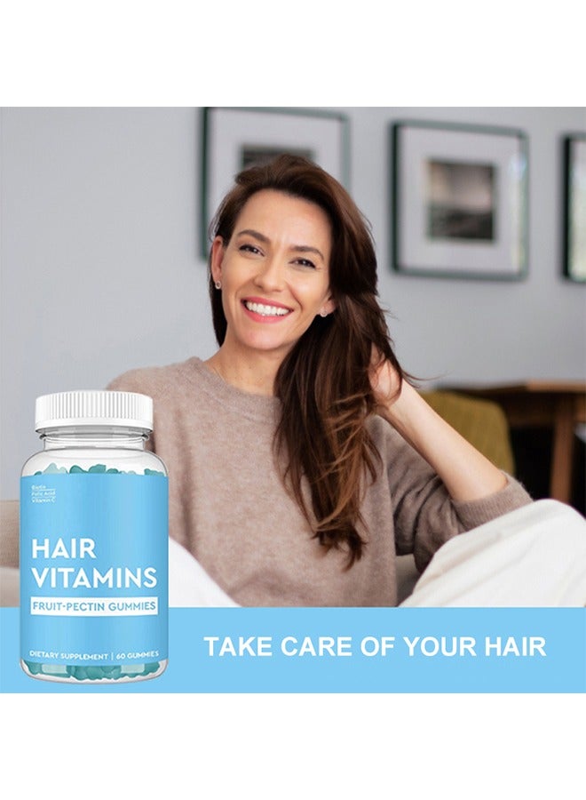 Ocean Hair Vitamins, Fruit-Pectin Gummies, Vegetarian Gummies with Vitamin C, Biotin and Folic Acid Supports Hair Growth, Hair Loss, Hair Health, Hair Multivitamin Supplements for Men & Women, 60 Gummies - Image 3