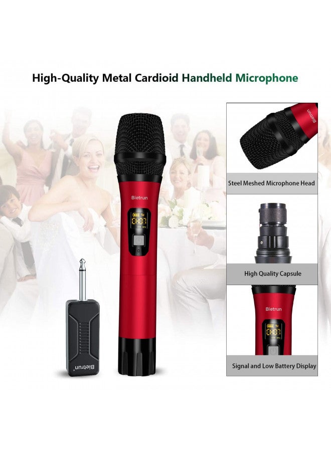 Bietrun Wireless Microphone, Uhf Metal Dynamic Handheld Karaoke Mic, Rechargeable Receiver (Work 6hs),160ft Range, for Karaoke, Singing, Stage, Wedding, Speech, Karaoke Machine, Speaker, Amplifier, Mixer - Image 3
