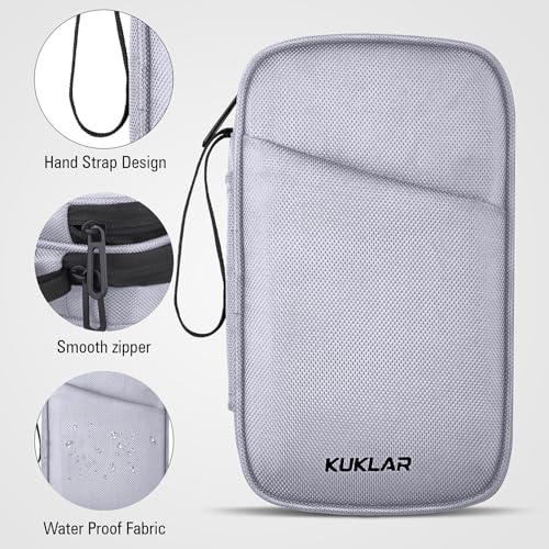 KUKLAR Travel Organizer Pouch Premium Zippered Case with Wrist Strap, Multi Pocket Storage Bag for Passport Documents, Cables Gadgets & Accessories Lightweight Durable & Portable(Silver) - Image 5