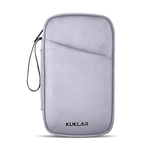 KUKLAR Travel Organizer Pouch Premium Zippered Case with Wrist Strap, Multi Pocket Storage Bag for Passport Documents, Cables Gadgets & Accessories Lightweight Durable & Portable(Silver) - Image 1