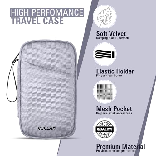 KUKLAR Travel Organizer Pouch Premium Zippered Case with Wrist Strap, Multi Pocket Storage Bag for Passport Documents, Cables Gadgets & Accessories Lightweight Durable & Portable(Silver) - Image 4