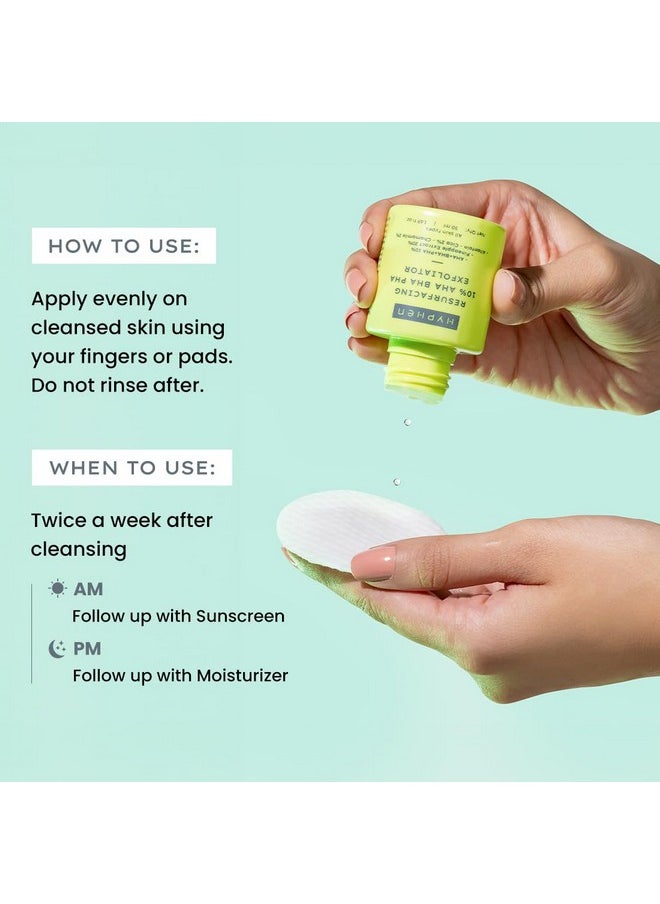 HYPHEN - Resurfacing 10% Aha Bha Pha Exfoliatorinstant Exfoliation With 20% Pineapple Extract Leaveon Exfoliating Serum Smoothens Texture Unclogs Pores Nonirritatingfacial For Men & Women 50Ml - Image 1