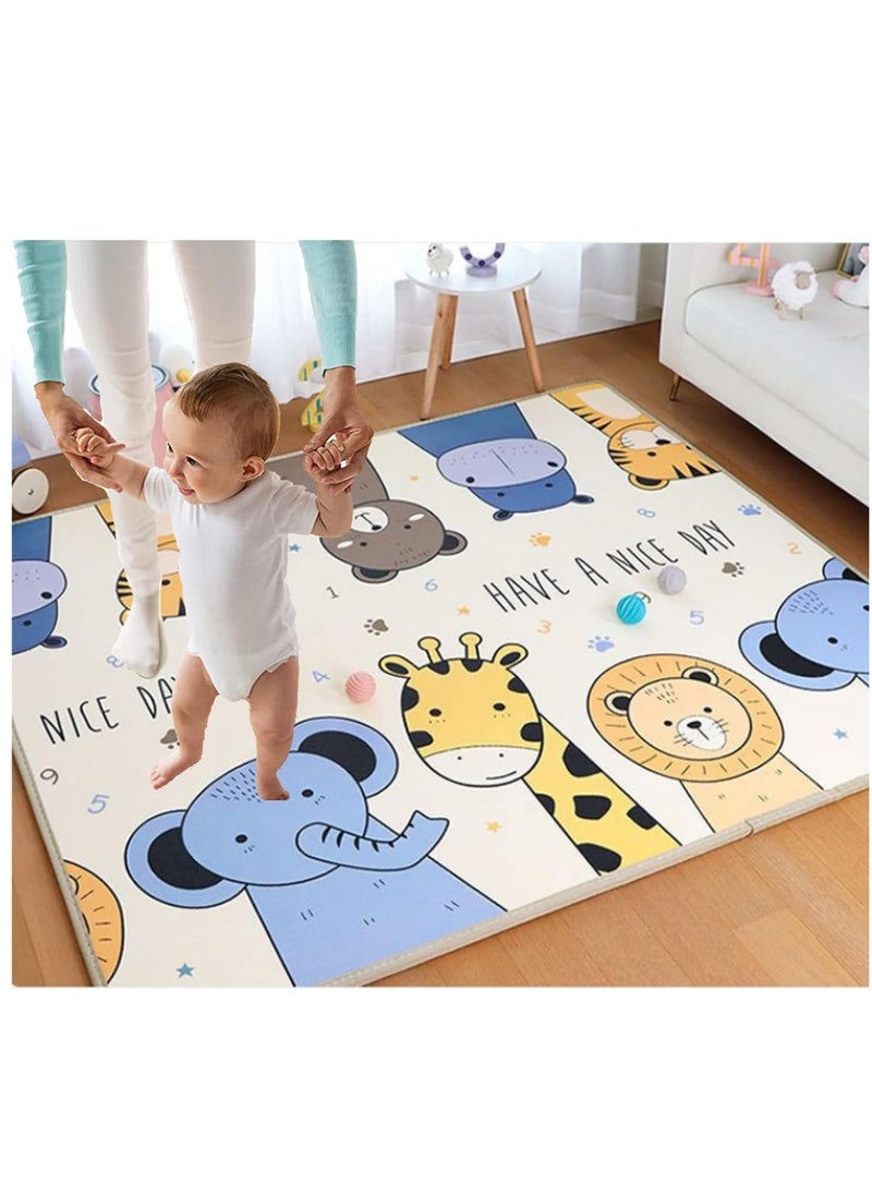 XiuWoo - Double Sided Foldable Water Proof Reversible Large Soft Folding Playmat, Extra Thick Kids Crawling Foam Floor, Large Tummy Time and Crawling Mat for Babies, Kids - Image 1