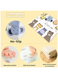 XiuWoo Double Sided Foldable Water Proof Reversible Large Soft Folding Playmat, Extra Thick Kids Crawling Foam Floor, Large Tummy Time and Crawling Mat for Babies, Kids  - Image 3