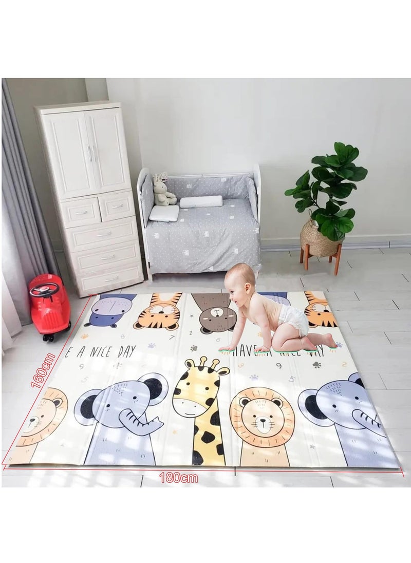 XiuWoo - Double Sided Foldable Water Proof Reversible Large Soft Folding Playmat, Extra Thick Kids Crawling Foam Floor, Large Tummy Time and Crawling Mat for Babies, Kids - Image 1