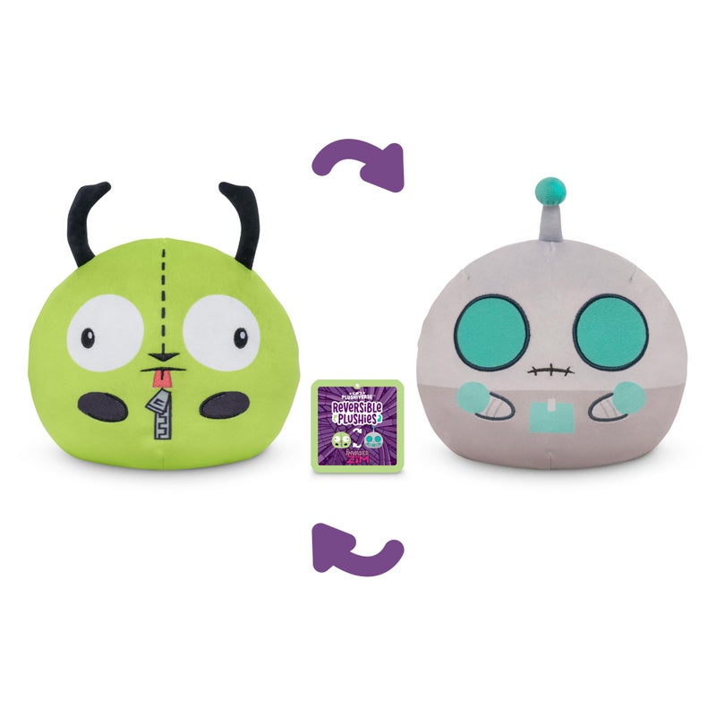 TeeTurtle Reversible Invader Zim Gir 6-Inch Two-Sided Flip Plush Toy with Embroidered Details - Cute Mini Collectible Plush for Kids, Teens, and Adults - Image 3