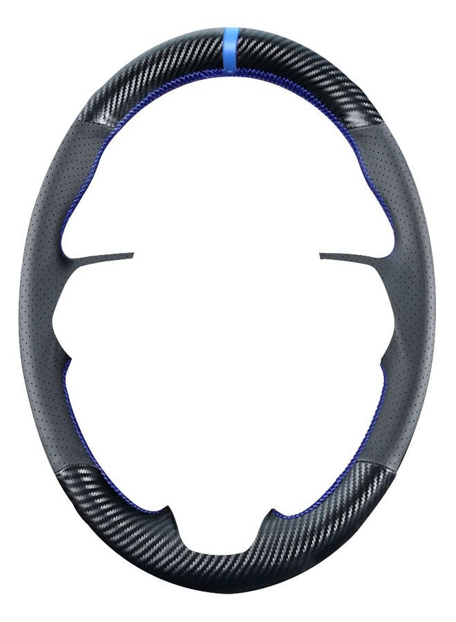 Kivnto DIY Stitching Carbon Fiber Steering Wheel Cover for Toyota RAV4 SUV Avalon 2019-2023 / Camry 2018-2023 Corolla 2020-2024 15 inches Black Leather Interior Accessories (2018 Camry-Blue) - Image 2