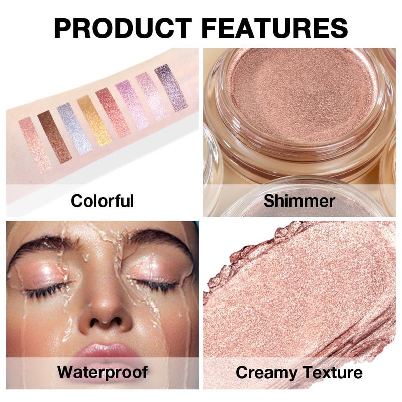 Hxssll Champagne Glow Cream Shimmer Eyeshadow â€“Champagne Beige Pearl Eye Shadow, Brightening Glitter Shade, Waterproof Long-Lasting Crease-Proof Single Eyeshadow for Natural Everyday & Soft Glam Eye Makeup 8 - Image 4
