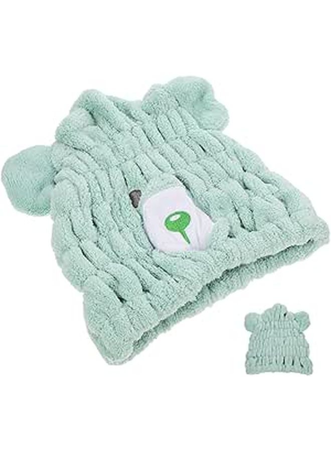 Quick Drying Coral Fleece Hair Towel Wrap Lightweight Absorbent Bath Hat For Boys - Image 1