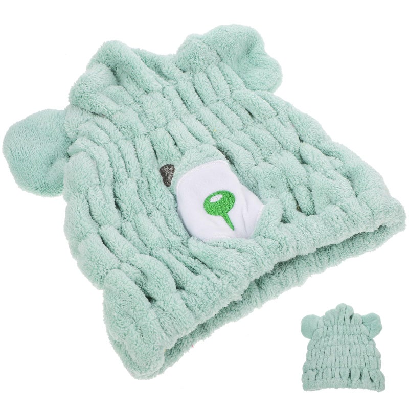 Quick Drying Coral Fleece Hair Towel Wrap Lightweight Absorbent Bath Hat For Boys - Image 2