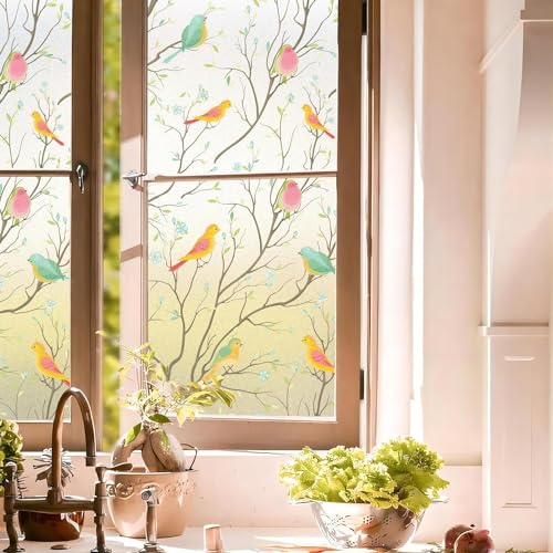 Elton 3D Window Films Privacy Film Self Adhesive Decorative Film for Bathroom Door Window Heat Control Anti UV (Birds) (24X60 Inch)-Vinyl - Image 5