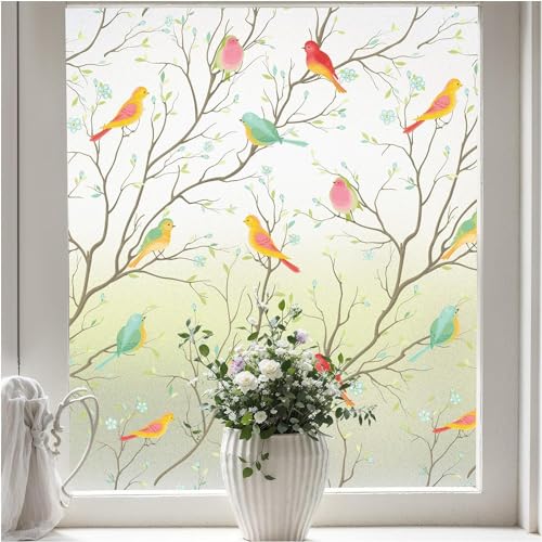 Elton 3D Window Films Privacy Film Self Adhesive Decorative Film for Bathroom Door Window Heat Control Anti UV (Birds) (24X60 Inch)-Vinyl - Image 3