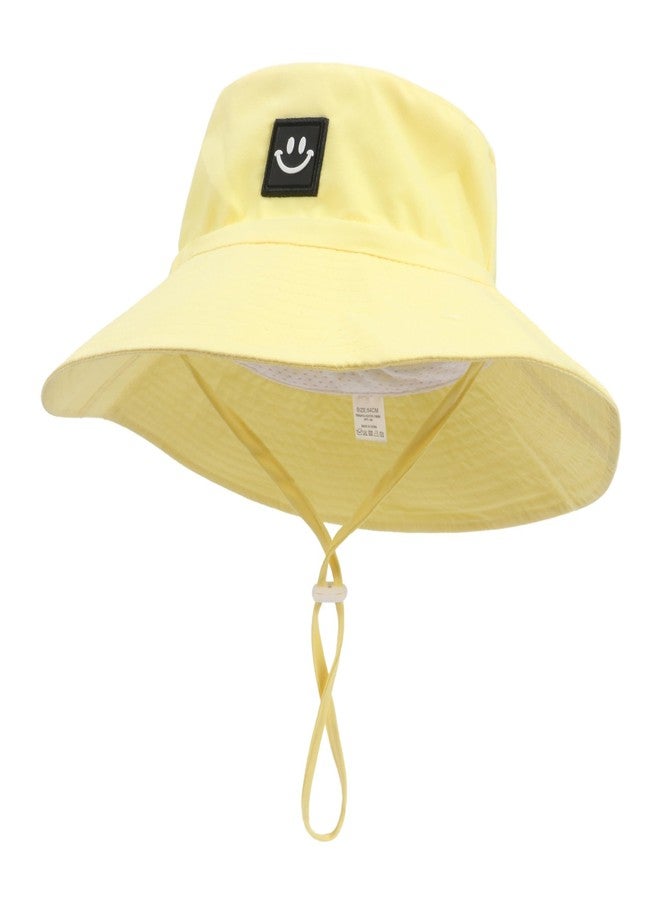 Ducclucc Baby Girl Bucket Hat UPF 50+ Sun Protection with Smile Face, Toddler Girl Summer Hat for Beach Swimming (US, Age 6-24 Months, Pink/Yellow) - Image 4