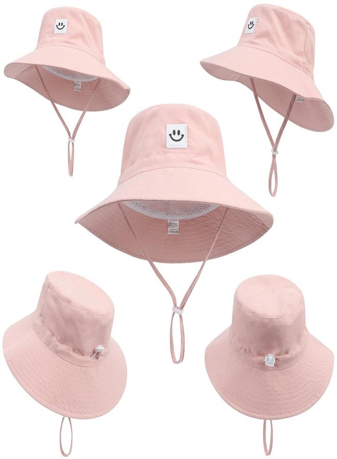 Ducclucc Baby Girl Bucket Hat UPF 50+ Sun Protection with Smile Face, Toddler Girl Summer Hat for Beach Swimming (US, Age 6-24 Months, Pink/Yellow) - Image 3