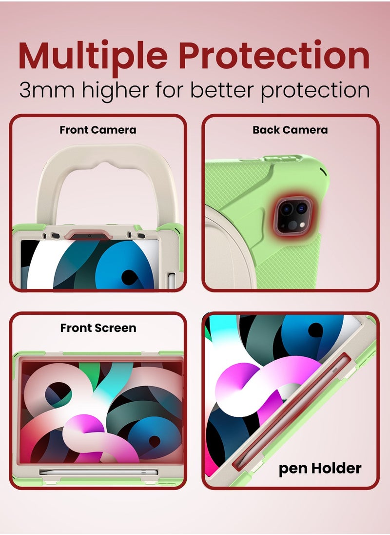 Moxedo Moxedo Shockproof Rugged Protective Colorful Case with 360 Rotating Kickstand , Shoulder Strap , Pen Holder for Kids Compatible for Apple iPad Air4/Air5 10.9 / Pro 11 2018/2020/2021 - Matcha Green  - Image 2