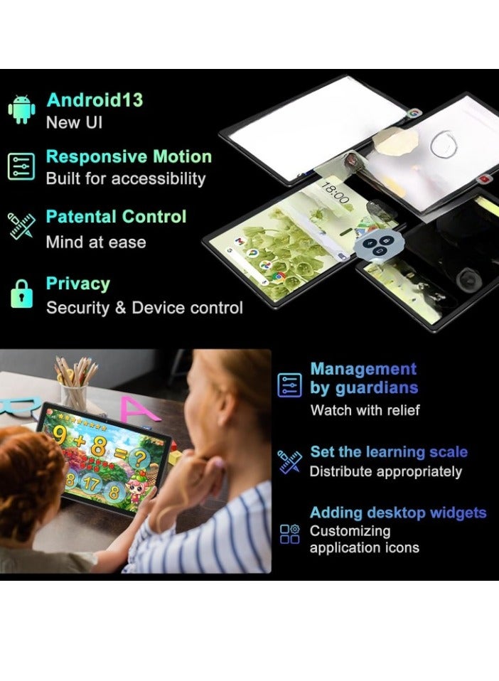 AROAQ Android Tablet, 10 Inch Large Display Entertainment Tablet, 12GB RAM And 128GB ROM Full Network Learning Pad, Portable Durable Touch Pad For Study Entertainment, (Silver) - Image 4