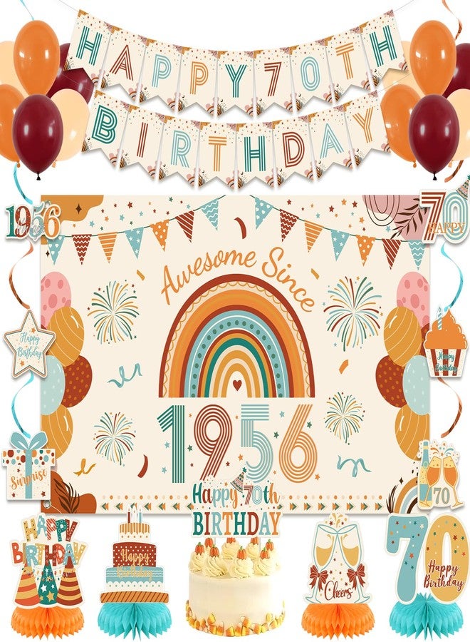 Roetyce Boho Vintage 1956 70th Birthday Banner - Image 1