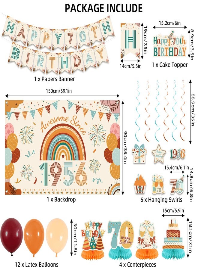 Roetyce Boho Vintage 1956 70th Birthday Banner - Image 2