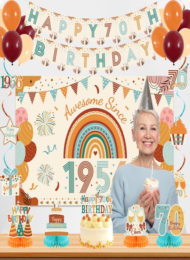 Roetyce Boho Vintage 1956 70th Birthday Banner - Image 5