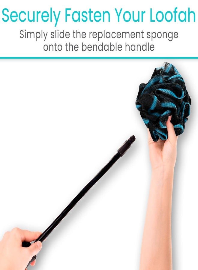 Vive Bendable Loofah Brush with Long Handle - Extended Luffa Scrubber - Shower Stick w/Loofa for Exfoliating Skin - Bath Sponge for Women and Men (Replacement) - Image 4