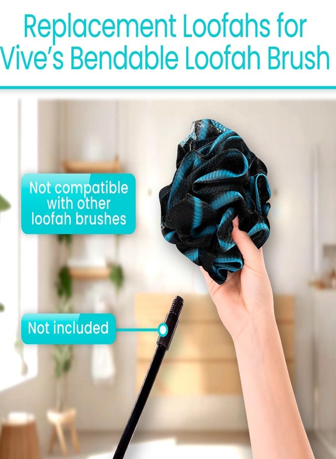 Vive Bendable Loofah Brush with Long Handle - Extended Luffa Scrubber - Shower Stick w/Loofa for Exfoliating Skin - Bath Sponge for Women and Men (Replacement) - Image 2