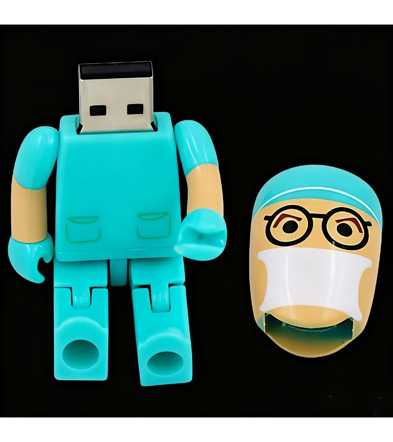 ذاكرة فلاش USB ترويجية سعة 64 جيجابايت بلون أخضر على شكل طبيب ممرض روبوت كهدية - Image 5