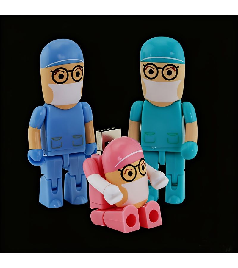 ذاكرة فلاش USB ترويجية سعة 64 جيجابايت بلون أخضر على شكل طبيب ممرض روبوت كهدية - Image 1
