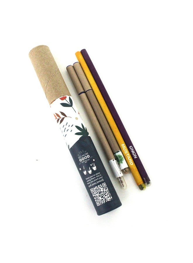 bioQ Plantable Stationery Combo| 2 Seed Pen + 2 Seed Pencil in a Box + 1 Hand-Made Seed-Paper Notepad | Eco Friendly Cotton Bag Packaging | Grow Plants from Notepads Pens & Pencils (Pack of 1) - Image 5