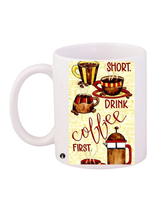 Coffee Printed Mug White/Beige/Brown 11ounce