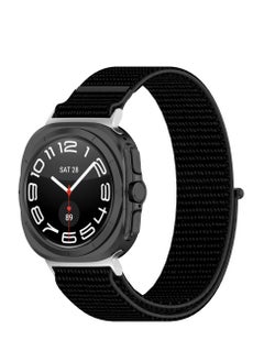Generic No Gap Nylon Strap Compatible with Samsung Galaxy Watch 7 Ultra Band Woven Nylon Sport Replacement Bands for Galaxy Watch 7 Ultra 47mm Women Men Wristband (Black)  - Image 1