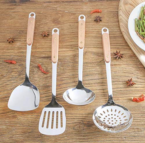 SIYANSHU 304 Stainless Steel Long Soup Ladle, Large Soup Pan Ladle with Wooden Heat Resistant Handle, Professional Kitchen Serving Spoons for Soups, Stews, Gravy, Spaghetti Sauce Pack of-1 - Image 4