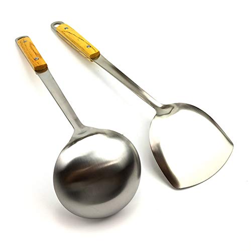 SIYANSHU 304 Stainless Steel Long Soup Ladle, Large Soup Pan Ladle with Wooden Heat Resistant Handle, Professional Kitchen Serving Spoons for Soups, Stews, Gravy, Spaghetti Sauce Pack of-1 - Image 5