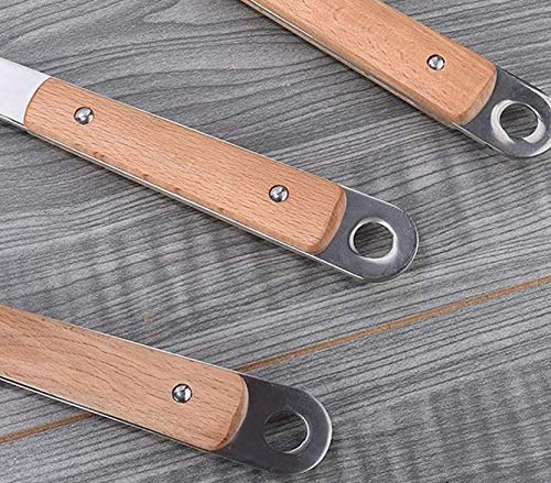 SIYANSHU 304 Stainless Steel Long Soup Ladle, Large Soup Pan Ladle with Wooden Heat Resistant Handle, Professional Kitchen Serving Spoons for Soups, Stews, Gravy, Spaghetti Sauce Pack of-1 - Image 3