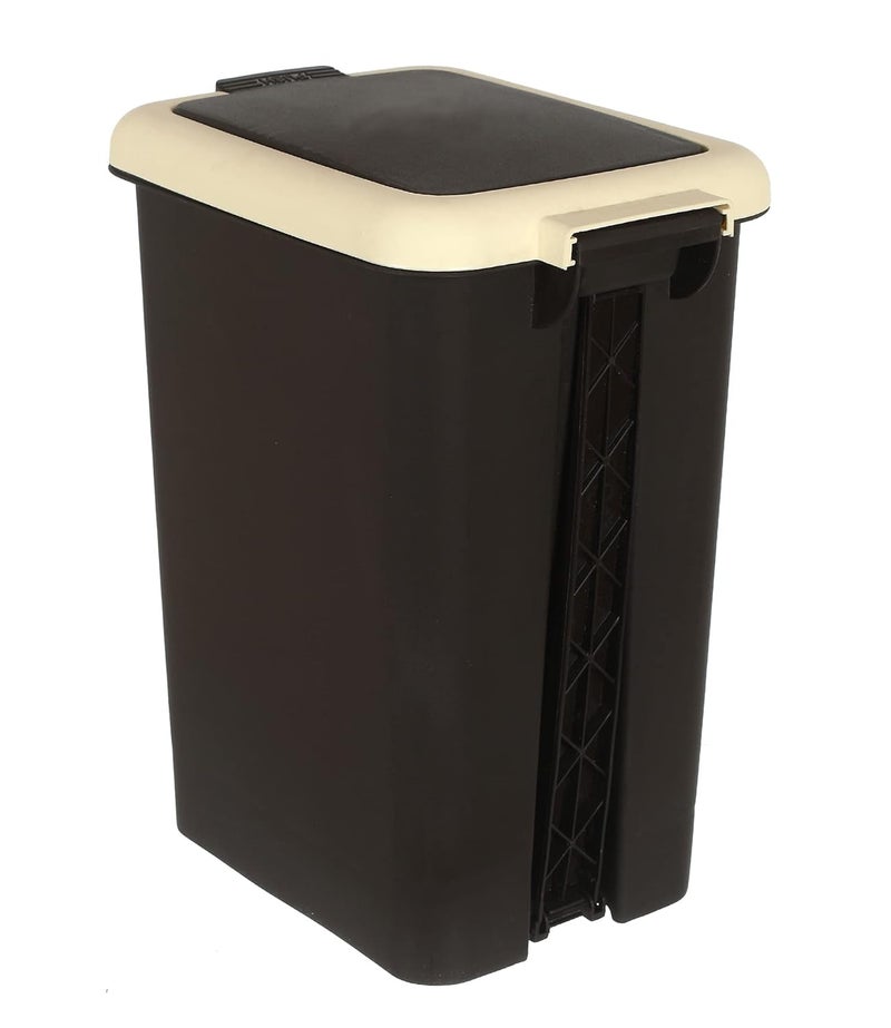 Kuber Industries Kuber Industries Portable 65 Ltr Plastic Push And Pedal Dustbin With Lid Garbage Bins for Home Office Black Cream  - Image 3