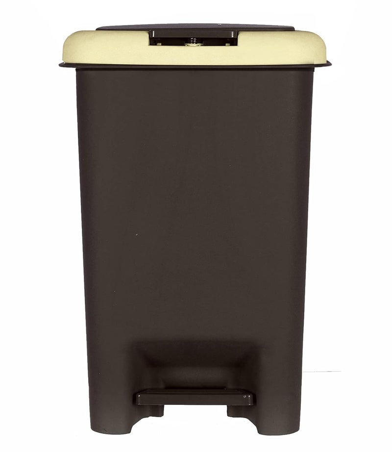 Kuber Industries Kuber Industries Portable 65 Ltr Plastic Push And Pedal Dustbin With Lid Garbage Bins for Home Office Black Cream  - Image 1