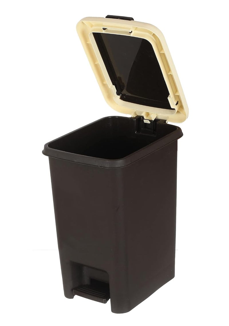Kuber Industries Kuber Industries Portable 65 Ltr Plastic Push And Pedal Dustbin With Lid Garbage Bins for Home Office Black Cream  - Image 2