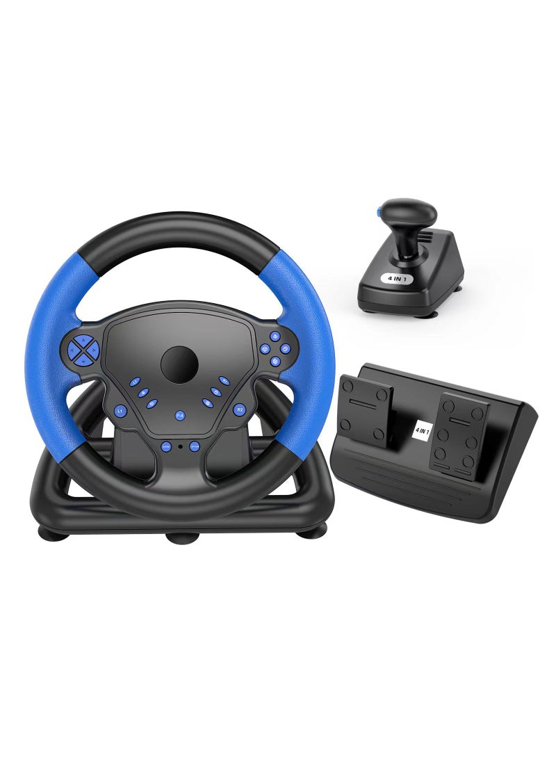 RATSAW - Degree Gaming Racing Steering Wheel with Pedals and Shifters Black Color Compatible with PS4 PS3 PC Android Device - Image 1