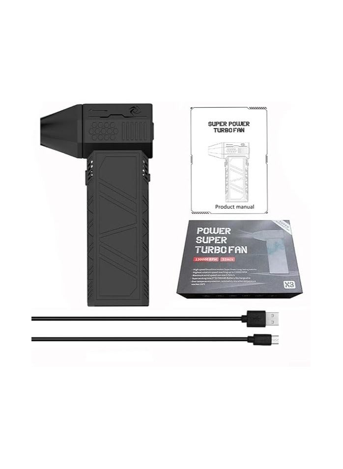 سکیلو مروحة بوكيت جيت فان ميني توربو جيت - مروحة X3 مطورة عالية السرعة بسرعة 130,000 دورة في الدقيقة، تصميم فائق الصغر، محرك مدمج بدون فرشاة، تدفق هواء توربو قوي (أسود) - Image 1